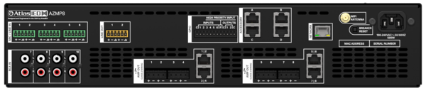 AZMP8 ATMOSPHERE 8-ZONE DSP SIGNAL PROCESSOR WITH BUILT IN 1200W TOTAL POWERSHARE AMPLIFIER / 2RU